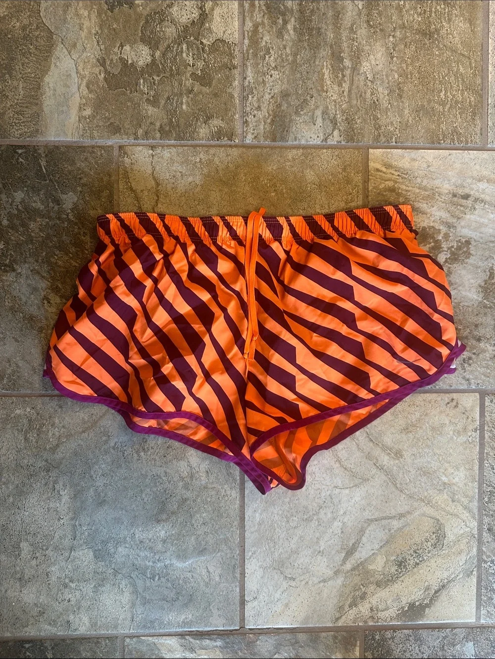 Nike Orange and Purple Zebra-Print Athletic Shorts